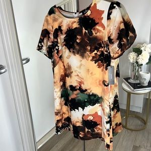 NWT Lulu’s Camaraderie Watercolor Orange Print Shift Dress